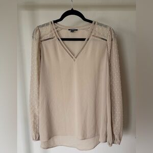 Beige V-Neck Blouse